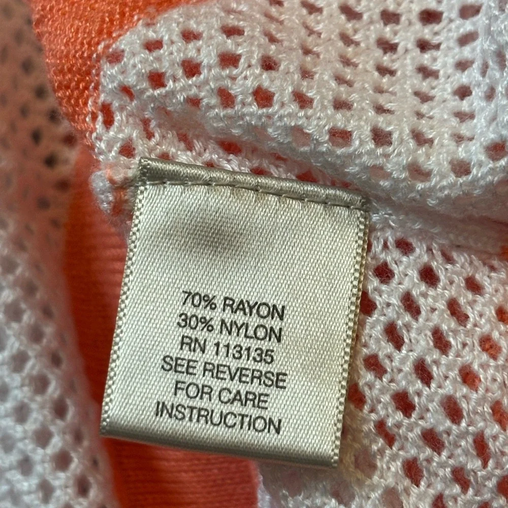 Women's Striped Button Down Shirt - Coral and White - Picture 5 of 5